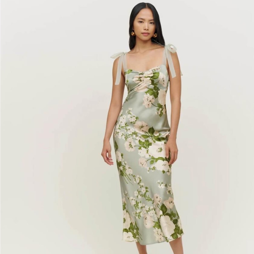 Reformation Alene Silk Dress Tarragon size 4